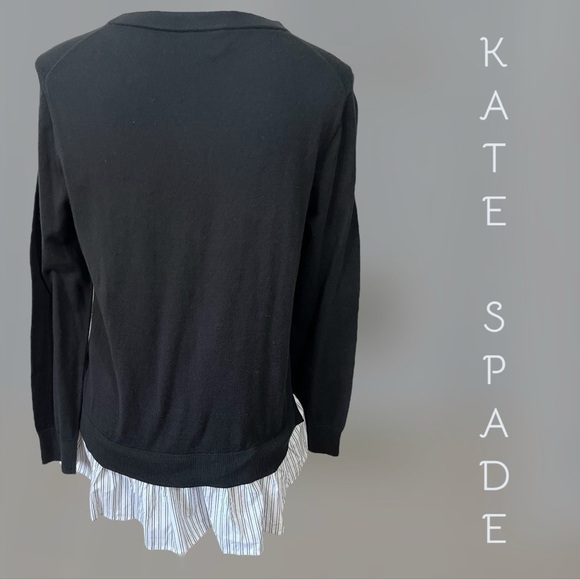 Kate Spade | Mixed Media Stripe Hem Cotton Silk Sweater - Picture 2 of 6